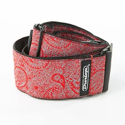 Image of Dunlop Guitar Strap Jacquard Paisley Red D6711