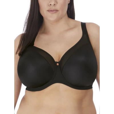Image of Elomi Womens Smooth Moulded T Shirt Bra Black Polyamide Size 44DD
