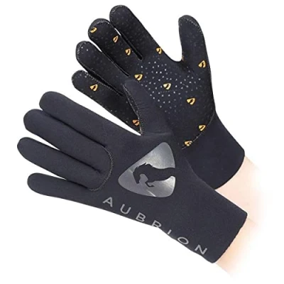 Image of Shires Aubrion Neoprene Yard Gloves in Black Extra Small,