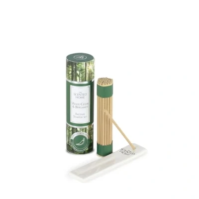 Image of ASHLEIGH &amp; BURWOOD White Cedar Bergamot Mini incense Set 37 premium quality miniature sticks, one ceramic holder