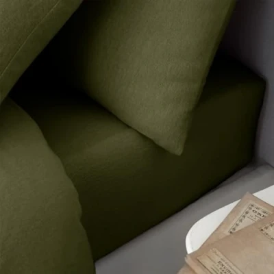 Image of Catherine Lansfield Brushed Cotton Super King Fitted Sheet Green