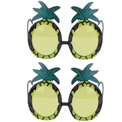 Image of Pack of 2 Pineapple Glasses Novelty Adult Funny Sunglasses, UV400 Protection, Elton John Fancy Dress, Hawaiian Costume Accessory (2)