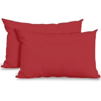 Image of GC GAVENO CAVAILIA Super Soft Pillow Cases 2 Pack Anti Allergic &amp; Breathable Polycotton Covers with Envelop Closure Washable Standard Pillowcases (50x75cm) Red