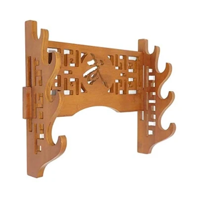 Image of GOONSDS Bamboo Sword Holder Wall Mount Katana Stand Display Rack Hanger 4 Tier