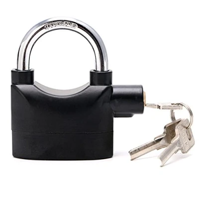 Image of TRIXES 110db Alarmed Heavy Duty Weatherproof Short Shackle Padlock with Keys