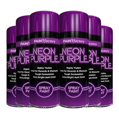 Image of Classic Signature 6 x Neon Purple 200ML, Spray Paint Aerosol Fluorescent Bright Graffiti (Banksey) Matt Finish