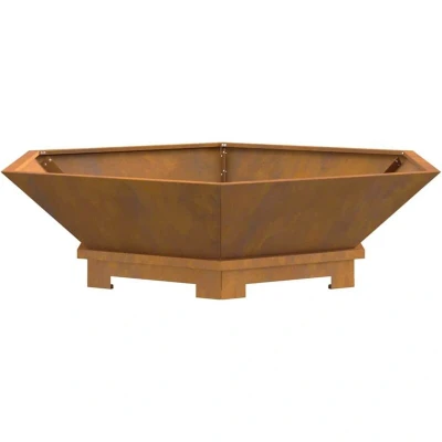 Image of vidaXL Fire Pit Hexagonal 100x100x28 cm Weathering Steel
