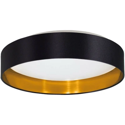Image of Eglo LED Ceiling Light Maserlo 2, Flush Mount Textile lamp, Living Room Lighting Made of Fabric Gold and Black, White Plastic, Warm White, Ø 15&quot;