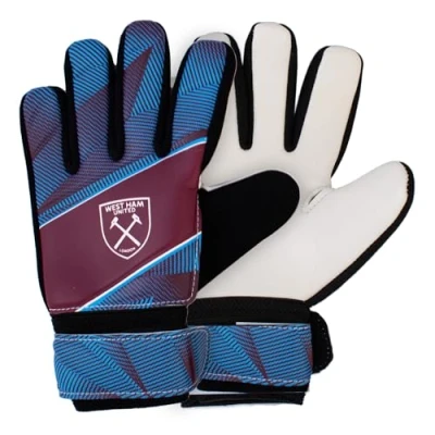 Image of Hy Pro Officially Licensed West Ham FC Goalkeeper Gloves Youth, Fuse Design, Goalie, with Strong Palm Girp for High Performance, Boys and Girls