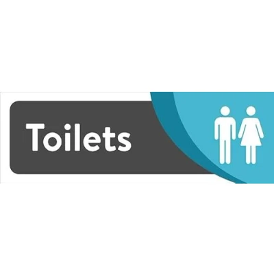 Image of Toilets information bathroom sign Self adhesive sticker (300mm x 100mm)