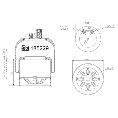 Image of 9423205221, 9423205221S, 9423205221S1, A9423205221, A9423205221S Boot, air suspension FEBI BILSTEIN 185229 Rear Axle