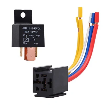 Image of Ehdis 1 Pack Car Relay 12V 80 APM 5 Pin, Changeover with Socket Holder for Truck, Motor, Heavy Duty On/Off Normally Open SPDT Plug Wire