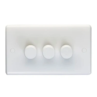 Image of Eurolite White Plastic 3 Gang 2 Way 400W/LED Dimmer Switch