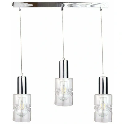 Image of Cross Bar Pendant Ceiling Light Silver, 60cm, 3x E27