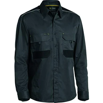 Image of Bisley Workwear UKBS6133_BCCG Stretch Flex &amp; Move Mechanical Shirt Long Sleeve Charcoal, XL