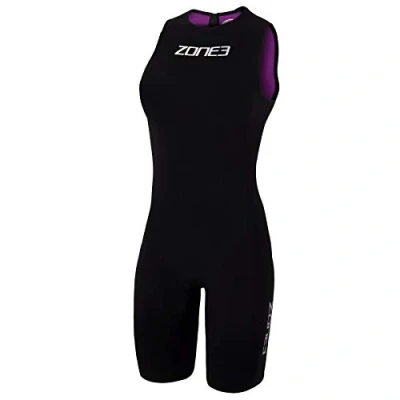 Image of Zone3 Women&#039;s Streamline Sleeveless Swimskin, Black/Purple, XS