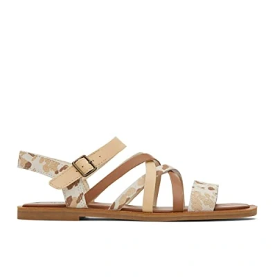 Image of TOMS Women&#039;s Sephina Flat Sandal, Beige Abstract Cow Print, 6 UK
