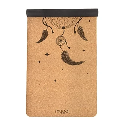 Image of Myga Cork Yoga Mat Extra Large Exercise with Great Grip for Yoga, Pilates, Stretching and Fitness Eco Friendly Natural Cork, ideal Home &amp; Gym 205 x 70cm, 6mm Thickness Dreamcatcher