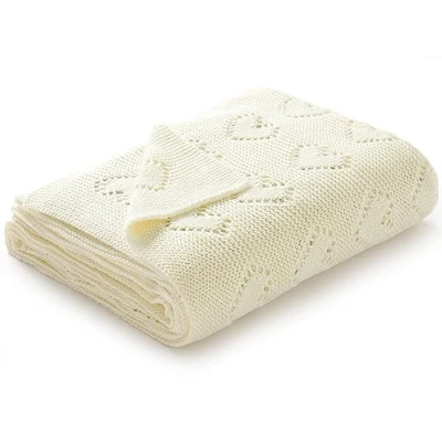 Image of mimixiong 100% Cotton Knitted Cellular Baby Blanket, 100 x 80cm (Ivory)