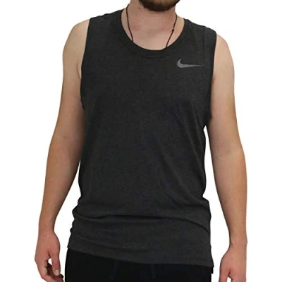Image of Nike Breathe Tank Top Black Heather/Metallic Hematite, X Large