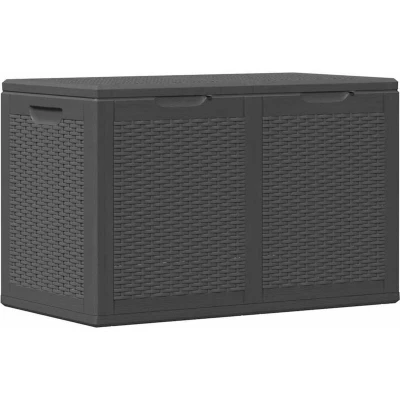 Image of vidaXL Garden Storage Box 180L Black PP Rattan