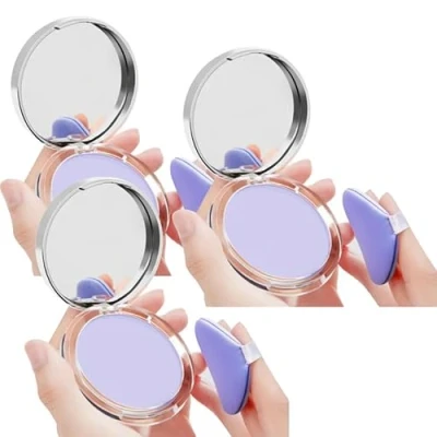 Image of Chillab Lavender Matte Powder, Powder Oil Control, Polvo Compacto with Mini Puff, For Silky Blurring Control Long Lasting Makeup, Creates Soft