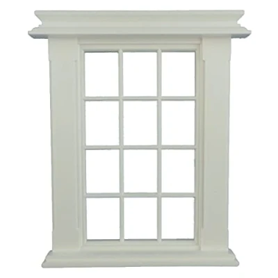 Image of Melody Jane Dolls House Miniature White Plastic Georgian Window Frame 12 Pane 1:24 Scale