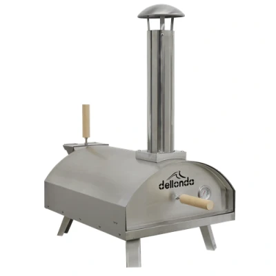 Image of Dellonda 14&quot; Portable Wood Fired Pizza &amp; Smoking Oven Stainless Steel
