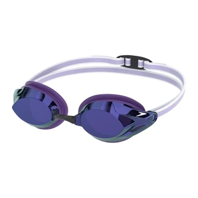Image of Speedo Women&#039;s Vanquisher 3.0 Mirrored Swimming Goggles, Purple Haze/Iris/Silver Mirror, One Size