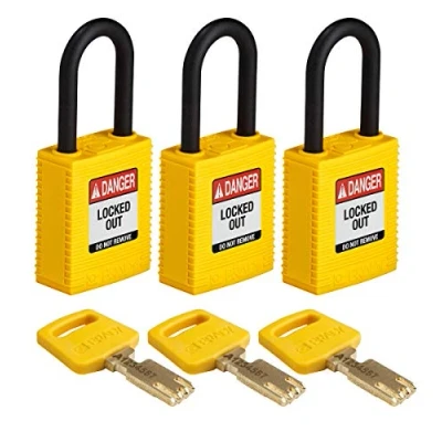 Image of SafeKey Lockout Padlock Nylon Yellow 1.5&quot; Plastic Shkl, Pack of 3
