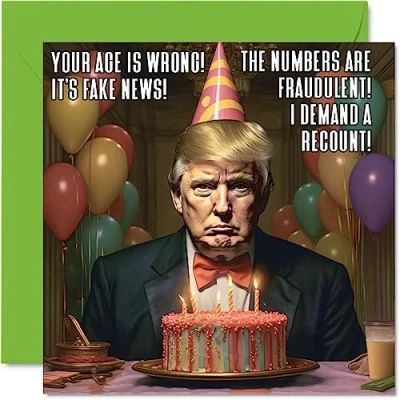 Image of Fun Birthday Cards for Men &amp; Women Fake News Card Mum Mom Dad Sister Brother Daughter Uncle Auntie Grandma Grandpa Colleague Best Friend, 145mm x Joke Bday Greeting