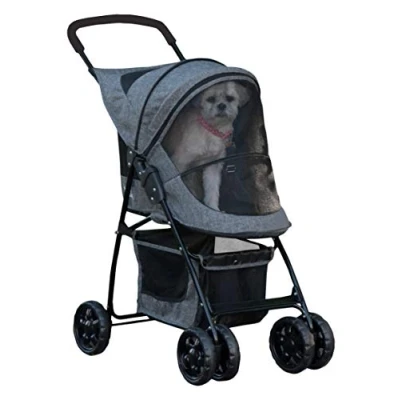 Image of Pet Gear Happy Trails Lite Stroller for Cats/Dogs, Zipper Entry, Easy Fold with Removable Liner, Safety Tether, Storage Basket
