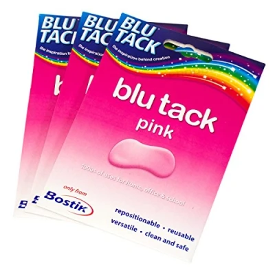 Image of [Pack of 3] Bostik Blu Tack 48g Packs Reusable Adhesive Sticky Putty (Pink)