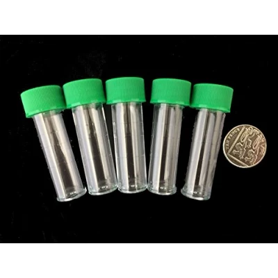 Image of 5ml plastic test tubes vials sample containers powder craft with green screw caps (20)