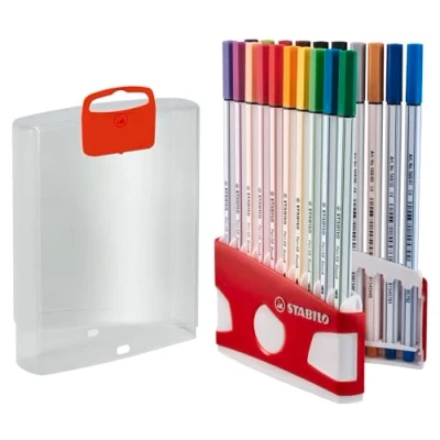 Image of Premium Fibre Tip Pen STABILO 68 brush ColorParade 19 assorted colours + 1 additional Black