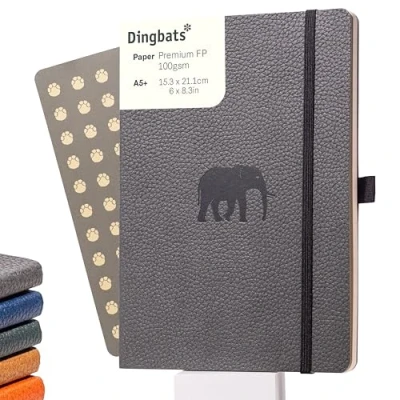 Image of Dingbats* Wildlife Dotted Journal A5 Vegan Leather Soft Cover, Ideal for Work, Travel Pocket, Elastic Closure, Bookmark