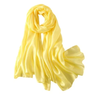 Image of Lina &amp; Lily Shimmer Sheen Scarf Shawl Wrap for Wedding Evening Dress Sheer Lightweight (Yellow)