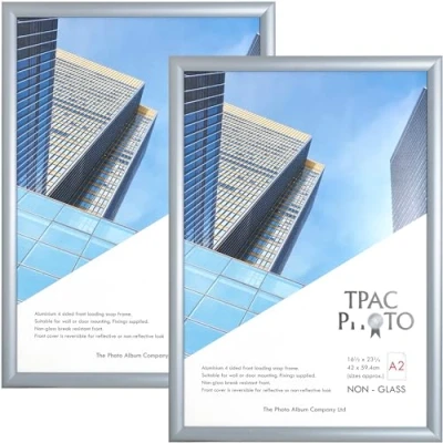 Image of ThePhotoAlbumCo Snap A2 (42x59cm) Silver Frame Pack of 2 Acrylic (Non Glass) Front TPAC SNAPA2S 2PK