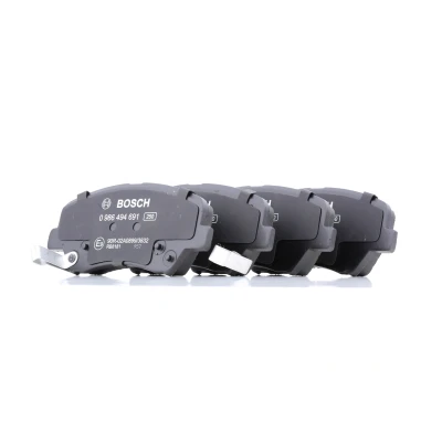Image of BP1686, E990R02A08993832 Brake pad set BOSCH 0 986 494 691 Low Metallic with acoustic wear warning anti squeak plate KIA: cee‘d II Sportswagon