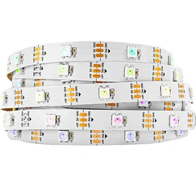 Image of BTF Lighting WS2812B 16.4ft 5m 30LEDs/Pixels/m Individually Addressable 5050SMD LED Strip White PCB Full Color Flexible Pixel Dream IP30 Non Waterproof DC5V for Indoor