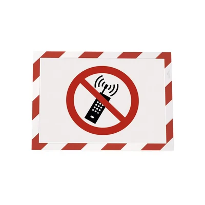 Image of Durable Durafram Security Self Adhesive Magnetic Frame A4 Format In Red/White Pack of 2 Frames Document for Internal Safety Signage