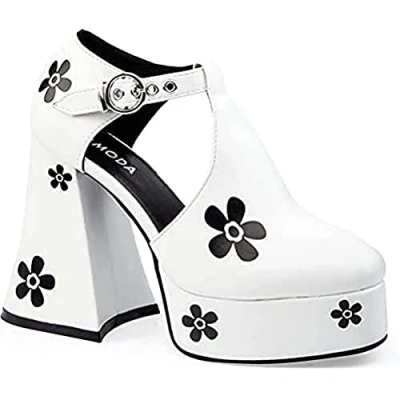 Image of LAMODA Women&#039;s Please Don&#039;t Go Court Shoe, White Pu, 7 UK