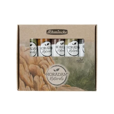 Image of Schmincke Horadam Naturals, Set Mineral, 5 x 15 ml tubes, 86002097, finest vegan watercolor, vegetable pigments, combination of watercolor &amp; gouache