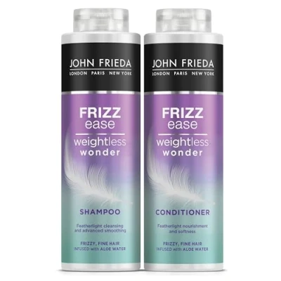 Image of John Frieda Frizz Ease Weightless Wonder Shampoo and Conditioner Duo Pack 2 x 500ml, Lightweight for Frizzy Hair, Anti Haircare Bundle