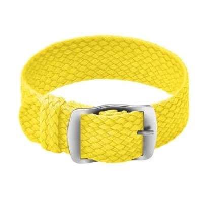 Image of ULLCHRO Nylon Watch Strap Replacement Perlon Braided Woven Band NATO Men Women 14mm, 16mm, 18mm, 20mm, 22mm Bracelet with Stainless Steel Silver Buckle (22mm, Yellow)