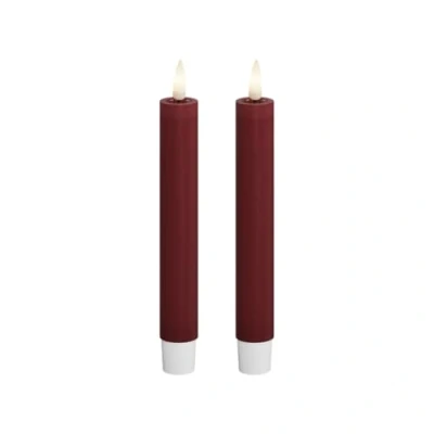 Image of Deluxe Homeart Indoor Flameless LED Taper Dinner Candle 2 Set with Real Flame™️ Technology Battery Powered Candles (15 cm, Bordeaux)