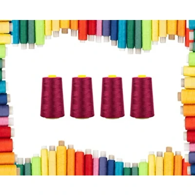 Image of Rohans Overlock Yarn 40/2 (120), 5000 Yards (4570 Meters) Sewing Thread Cones, Machine Multi Colour 100% Polyester Material (Wine 4)