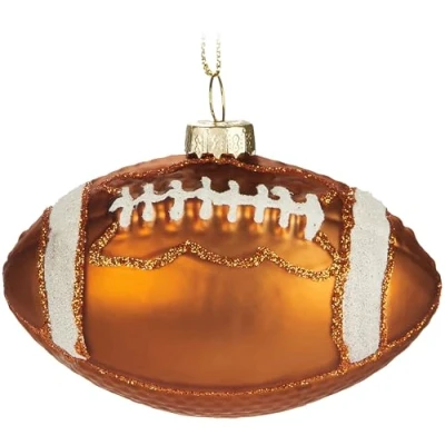 Image of BRUBAKER American Football Hand Painted Glass Christmas Bauble 3.5 inches (9 cm) US Sports Decoration for Fans Mouth Blown Tree Figure Funny Pendant