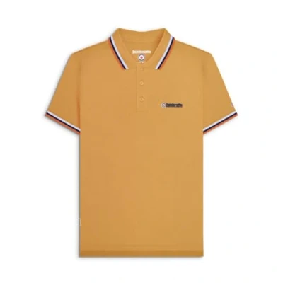 Image of Lambretta Mens Triple Tipped Polo Shirt Gold/Navy/Orange XL