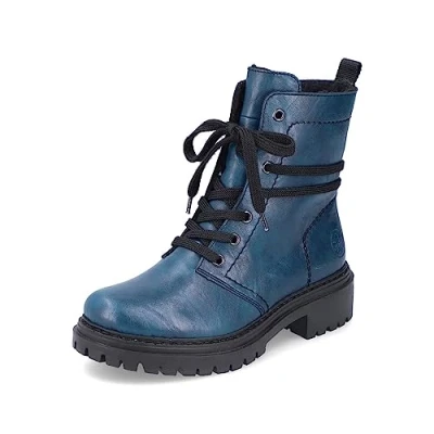 Image of Rieker Women Ankle Boots 72675, Ladies Lace up Boot,Boot,Half Boot,lace Bootie,Transition Shoe,Blue (Blau / 12),38 EU 5 UK